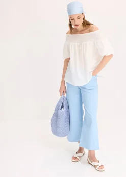 bonprix Pantalon large en coton extensible|Femme Pantalons