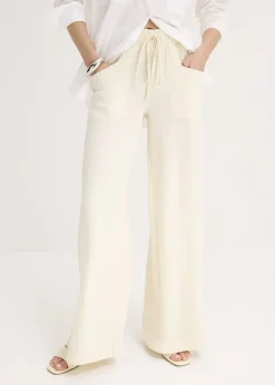Femme bonprix Pantalons|Pantalon large en crêpe léger