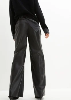 Femme bonprix Premium|Pantalons|Pantalon large en cuir d’agneau nappa