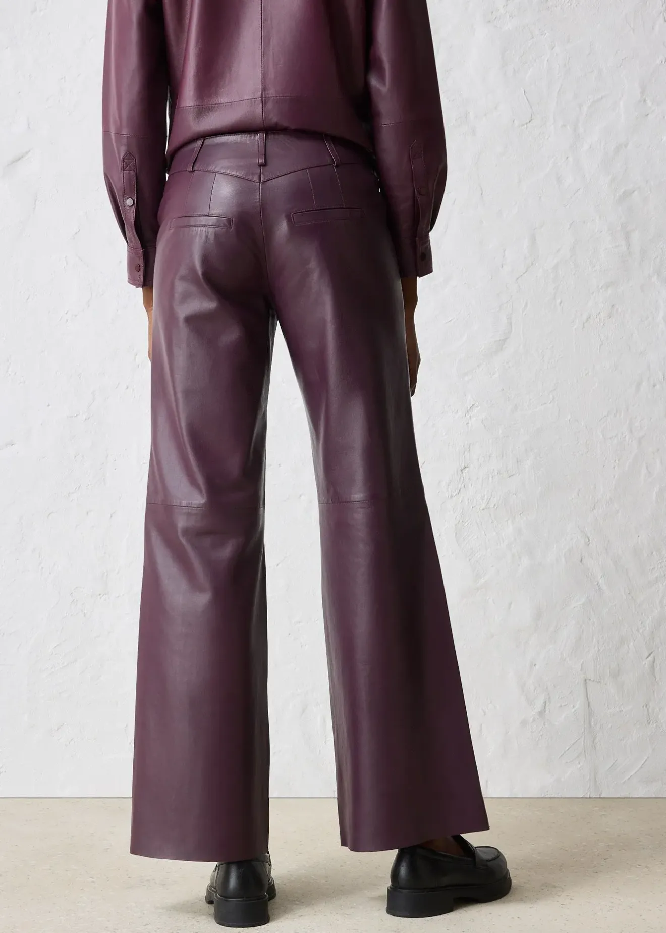 bonprix Pantalon large en cuir d’agneau nappa|Femme Premium|Pantalons