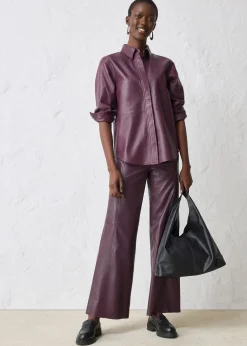 bonprix Pantalon large en cuir d’agneau nappa|Femme Premium|Pantalons