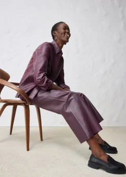 bonprix Pantalon large en cuir d’agneau nappa|Femme Premium|Pantalons