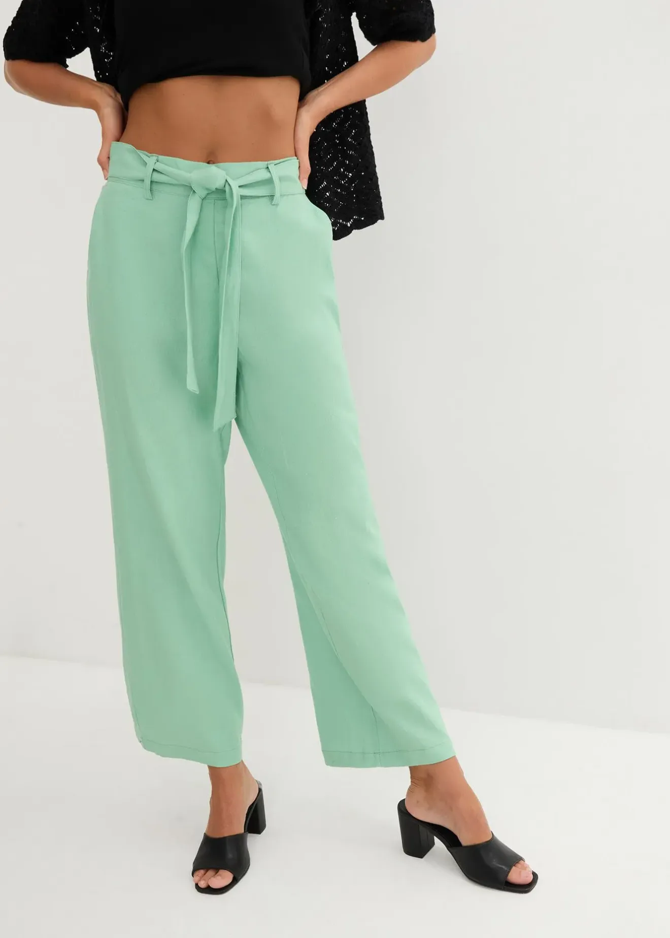 bonprix Pantalon large en lin mélangé|Femme Pantalons