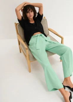 bonprix Pantalon large en lin mélangé|Femme Pantalons