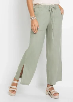 bonprix Pantalon large en lin mélangé|Femme Pantalons