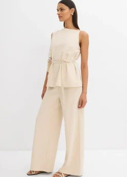 bonprix Pantalon large en maille piquée|Femme Deux Pièces & Ensembles|Pantalons