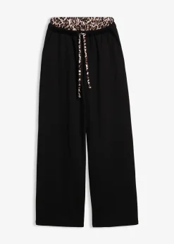 Femme bonprix Sweats|Pantalons|Pantalon large en sweat à ceinture contrastante