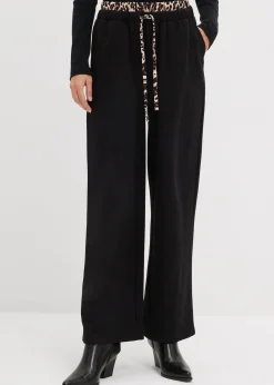 Femme bonprix Sweats|Pantalons|Pantalon large en sweat à ceinture contrastante