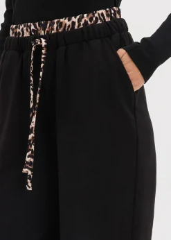 Femme bonprix Sweats|Pantalons|Pantalon large en sweat à ceinture contrastante