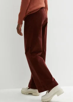 Femme bonprix Pantalons|Pantalon large en velours côtelé, taille haute