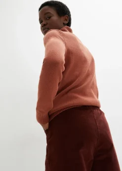 Femme bonprix Pantalons|Pantalon large en velours côtelé, taille haute