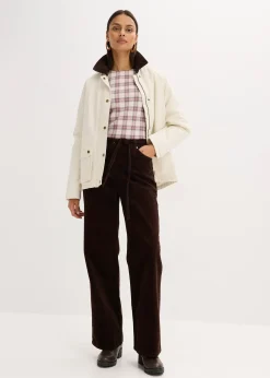 bonprix Pantalon large en velours côtelé avec ceinture à nouer|Femme Pantalons