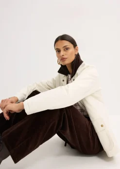 bonprix Pantalon large en velours côtelé avec ceinture à nouer|Femme Pantalons