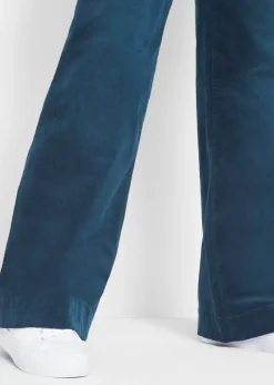 bonprix Pantalon large en velours côtelé extensible|Femme Pantalons