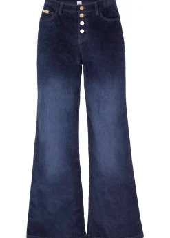 bonprix Pantalon large en velours côtelé extensible|Femme Pantalons