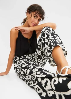 bonprix Pantalon large en viscose fluide|Femme Tailles Petite|Pantalons