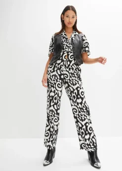 bonprix Pantalon large en viscose texturée|Femme Pantalons