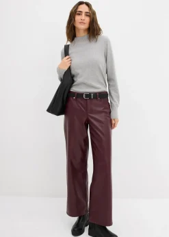 bonprix Pantalon large enduit|Femme Pantalons