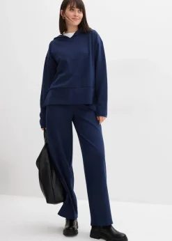 bonprix Pantalon large et confortable en Punto di Roma|Femme Pantalons