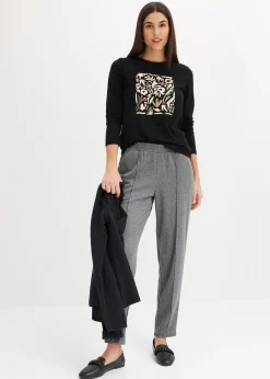 bonprix Pantalon élastiqué avec nervures devant|Femme Pantalons