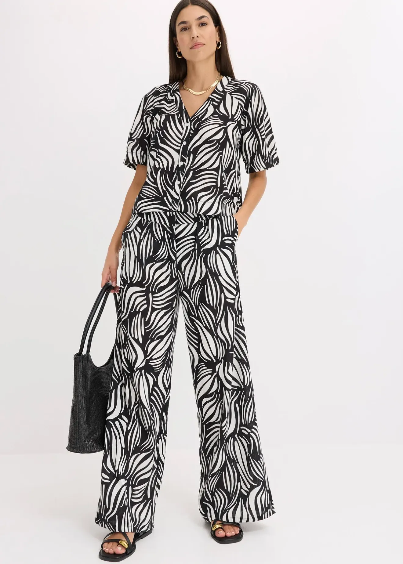 bonprix Pantalon palazzo à taille élastiquée|Femme Pantalons