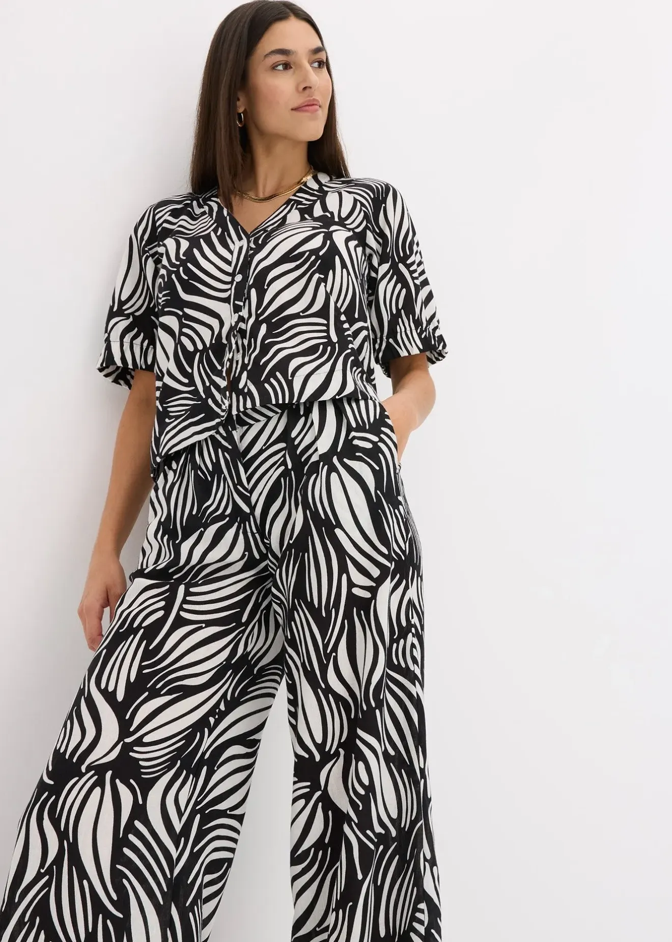 bonprix Pantalon palazzo à taille élastiquée|Femme Pantalons