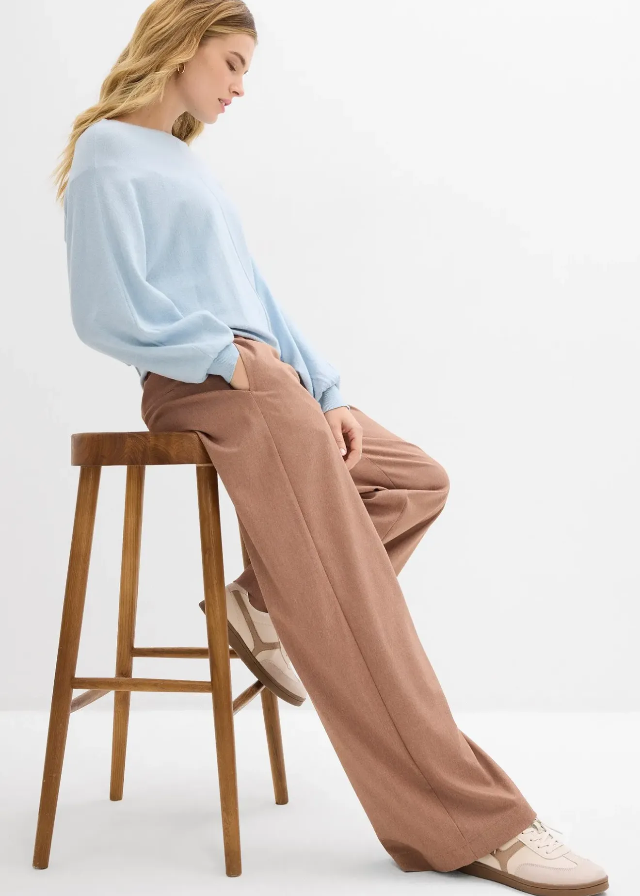 bonprix Pantalon palazzo à taille élastiquée|Femme Pantalons