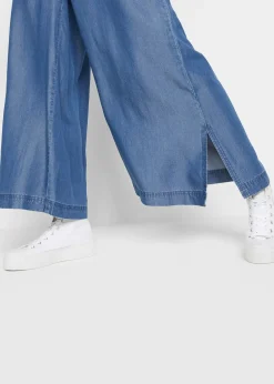 Femme bonprix Pantalons|Pantalon palazzo, bas de jambes fendus, longueur 7/8