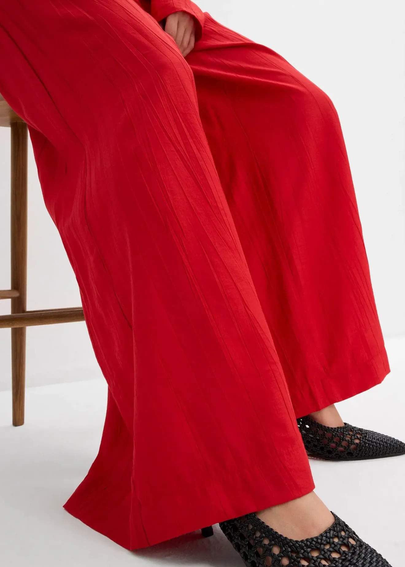 bonprix Pantalon palazzo en crépon de viscose mélangée|Femme Deux Pièces & Ensembles|Pantalons