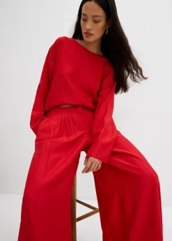 bonprix Pantalon palazzo en crépon de viscose mélangée|Femme Deux Pièces & Ensembles|Pantalons