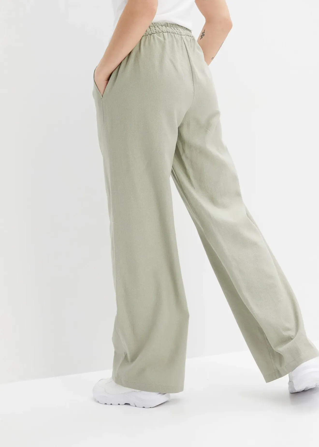 bonprix Pantalon palazzo en lin mélangé|Femme Pantalons