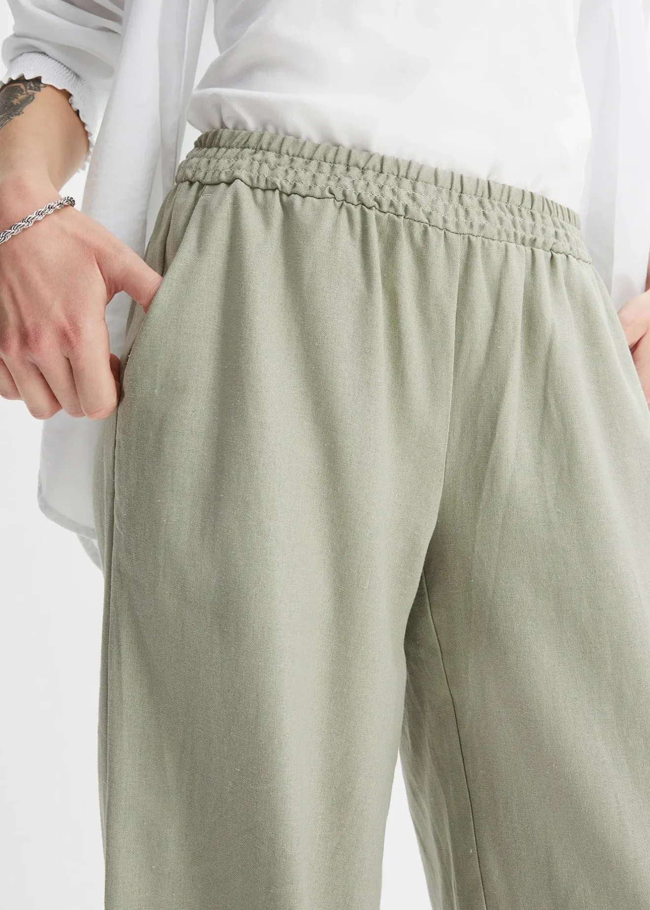 bonprix Pantalon palazzo en lin mélangé|Femme Pantalons