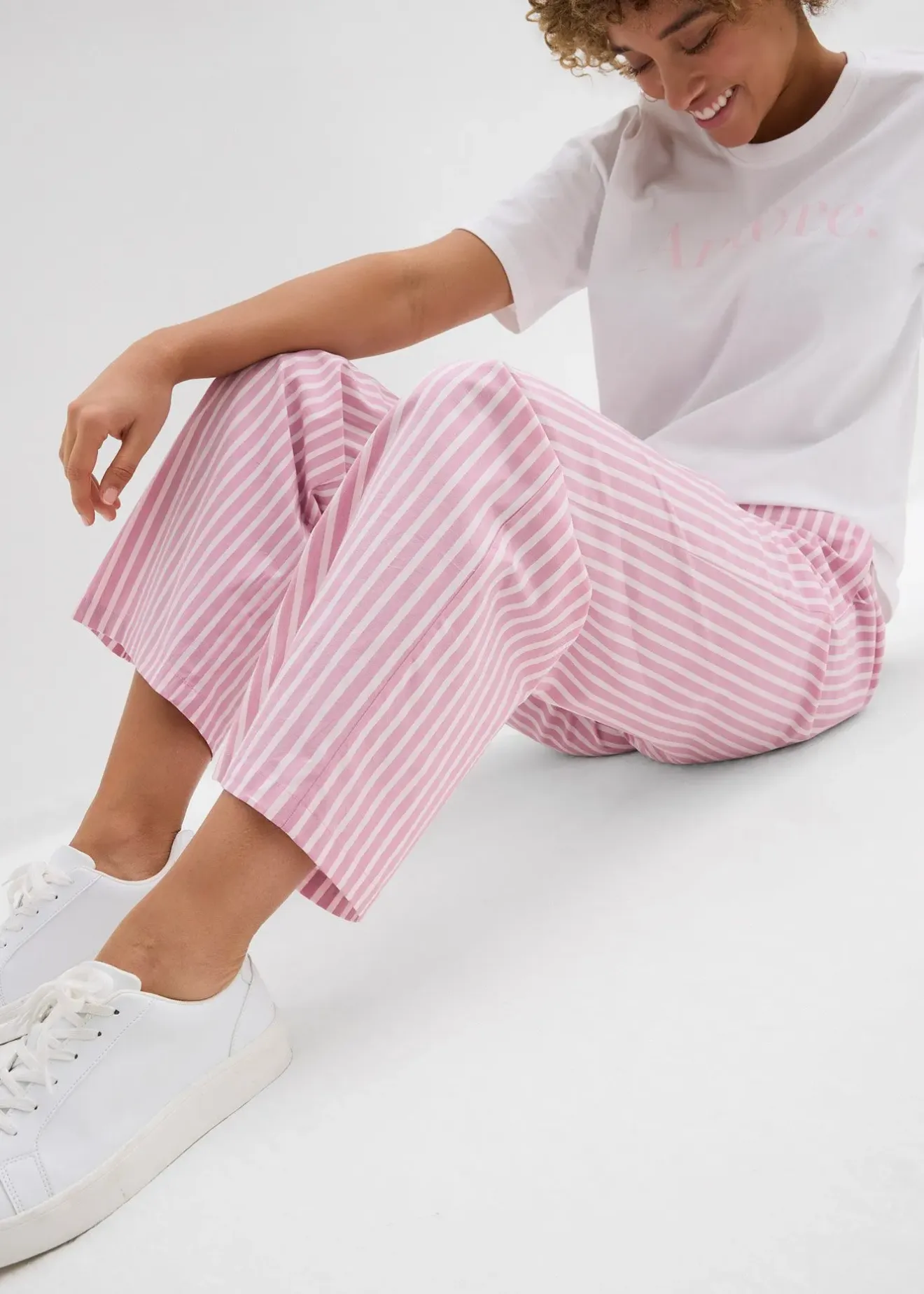 Femme bonprix Deux Pièces & Ensembles|Pantalons|Pantalon palazzo en popeline de coton