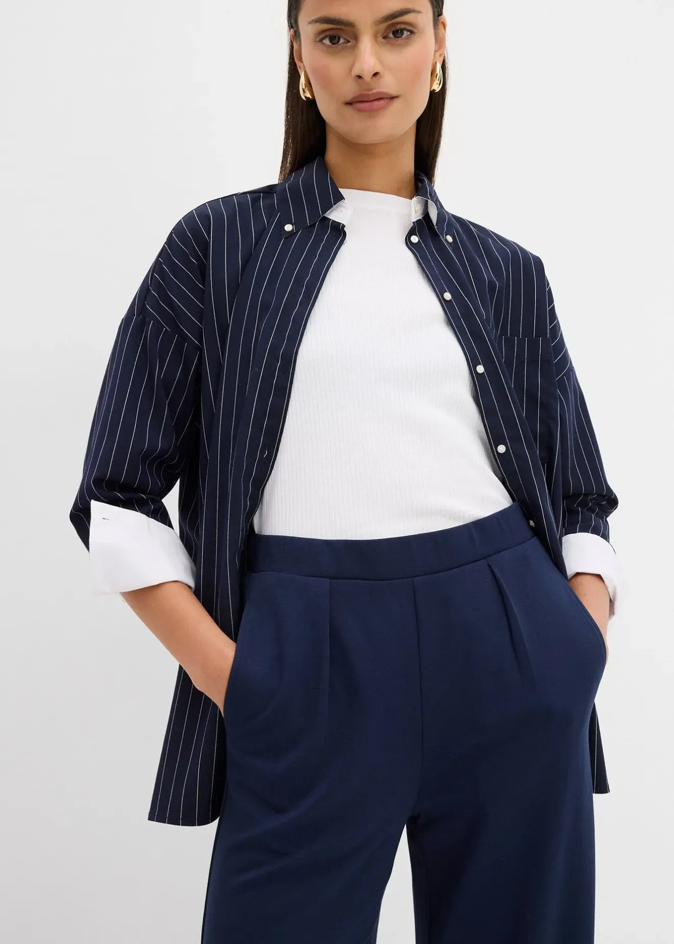 bonprix Pantalon palazzo en Punto di Roma confortable|Femme Pantalons