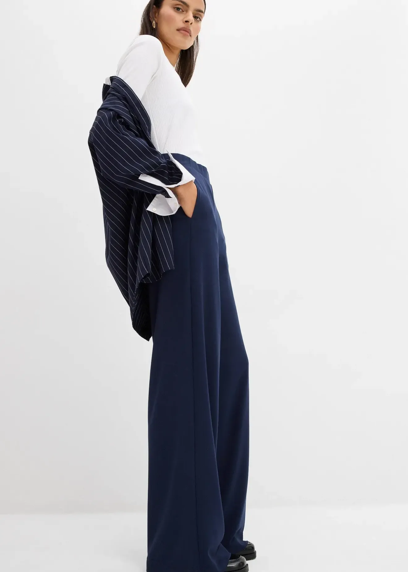 bonprix Pantalon palazzo en Punto di Roma confortable|Femme Pantalons