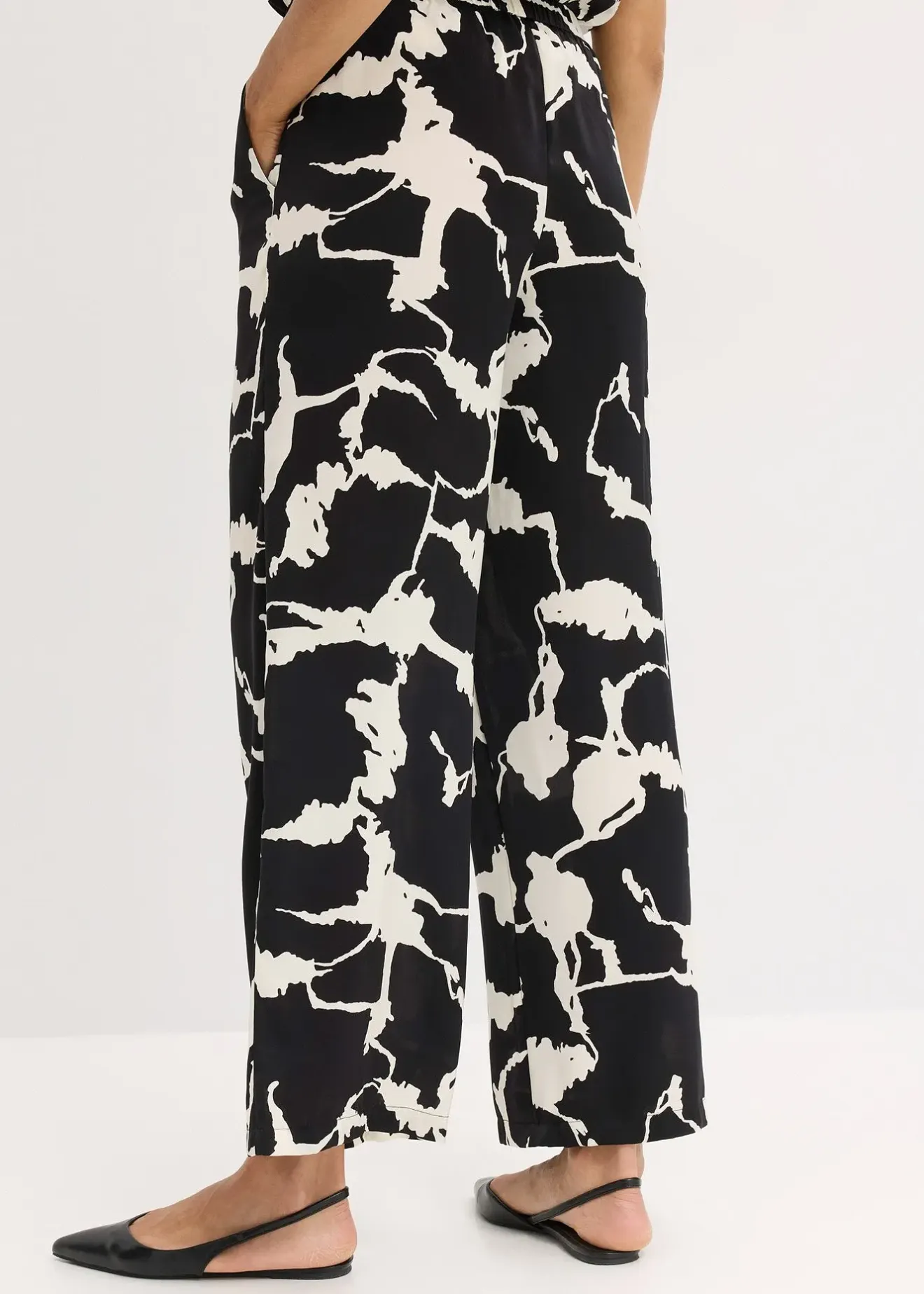 Femme bonprix Pantalons|Pantalon palazzo en satin fluide