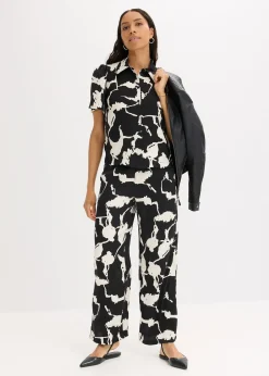 Femme bonprix Pantalons|Pantalon palazzo en satin fluide