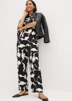 Femme bonprix Pantalons|Pantalon palazzo en satin fluide