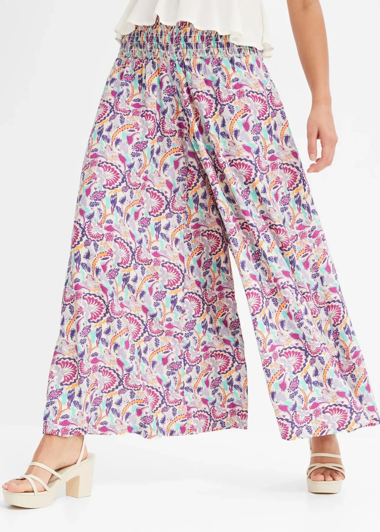 Femme bonprix Tailles Petite|Pantalon palazzo en viscose fluide