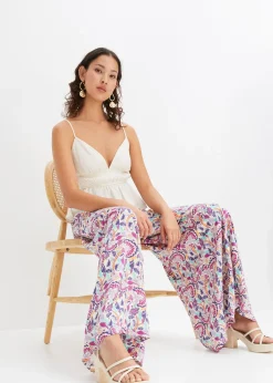 Femme bonprix Tailles Petite|Pantalon palazzo en viscose fluide