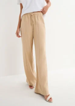 Femme bonprix Pantalons|Pantalon palazzo léger en lin et viscose