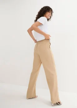 Femme bonprix Pantalons|Pantalon palazzo léger en lin et viscose