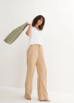 Femme bonprix Pantalons|Pantalon palazzo léger en lin et viscose