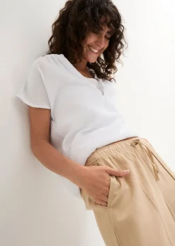 Femme bonprix Pantalons|Pantalon palazzo léger en lin et viscose
