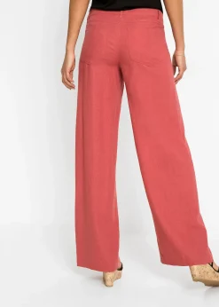 bonprix Pantalon palazzo léger en lin mélangé|Femme Pantalons|Tailles Petite