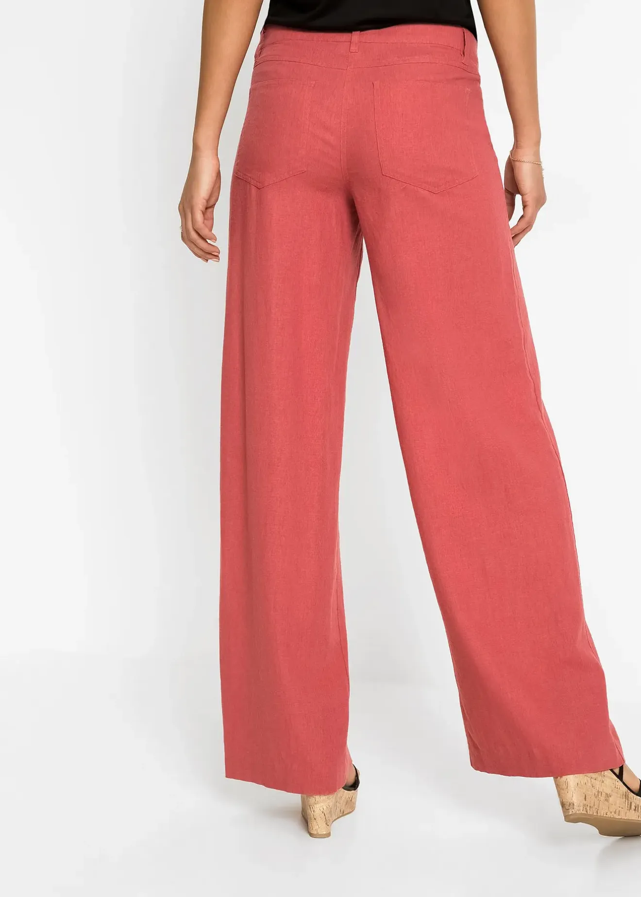 bonprix Pantalon palazzo léger en lin mélangé|Femme Pantalons|Tailles Petite
