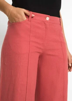 bonprix Pantalon palazzo léger en lin mélangé|Femme Pantalons|Tailles Petite
