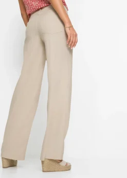 Femme bonprix Pantalons|Tailles Petite|Pantalon palazzo léger en lin mélangé