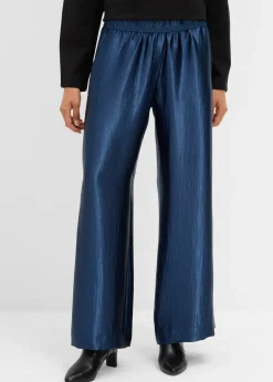 bonprix Pantalon palazzo satiné à taille élastiquée|Femme Pantalons