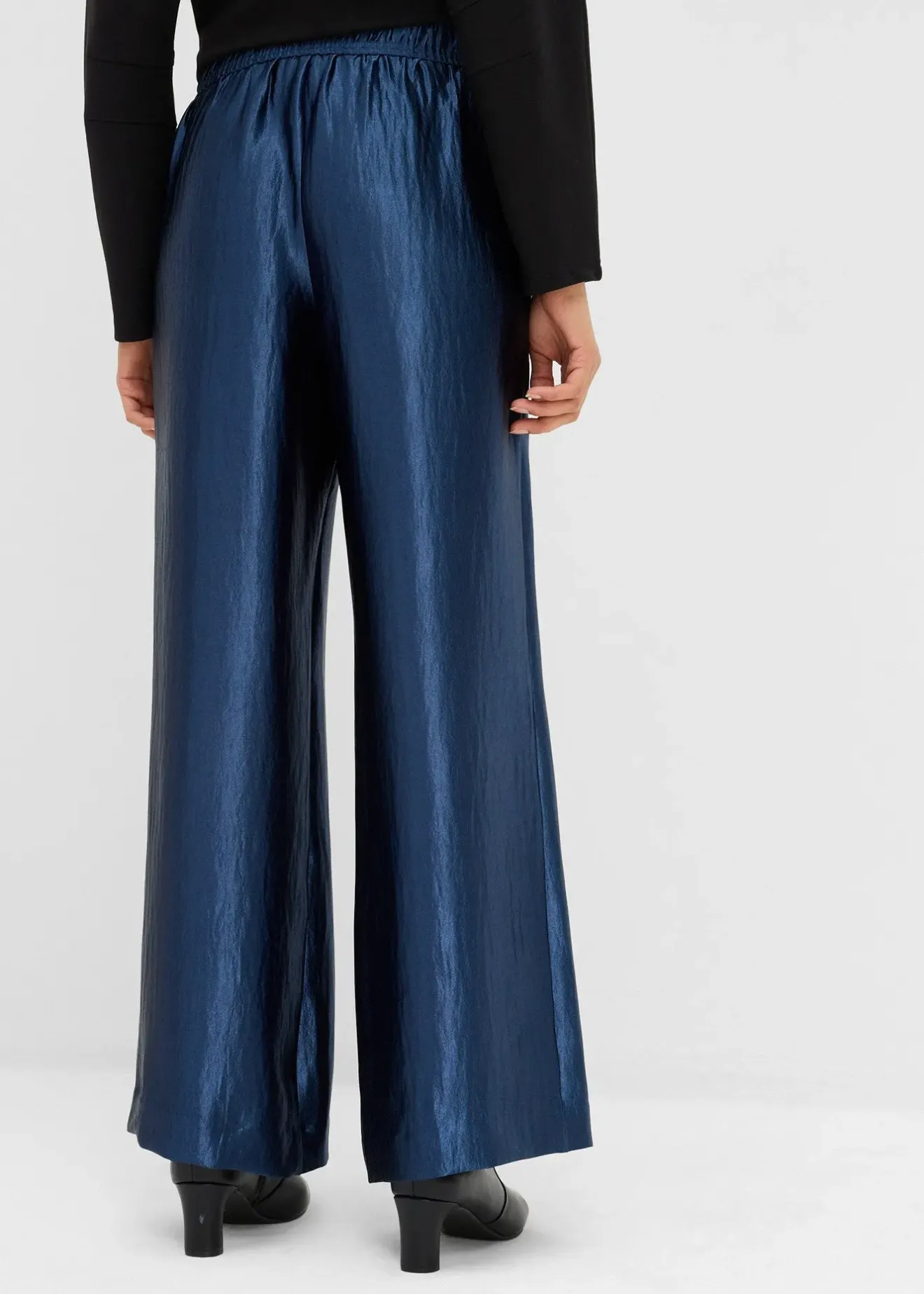 bonprix Pantalon palazzo satiné à taille élastiquée|Femme Pantalons